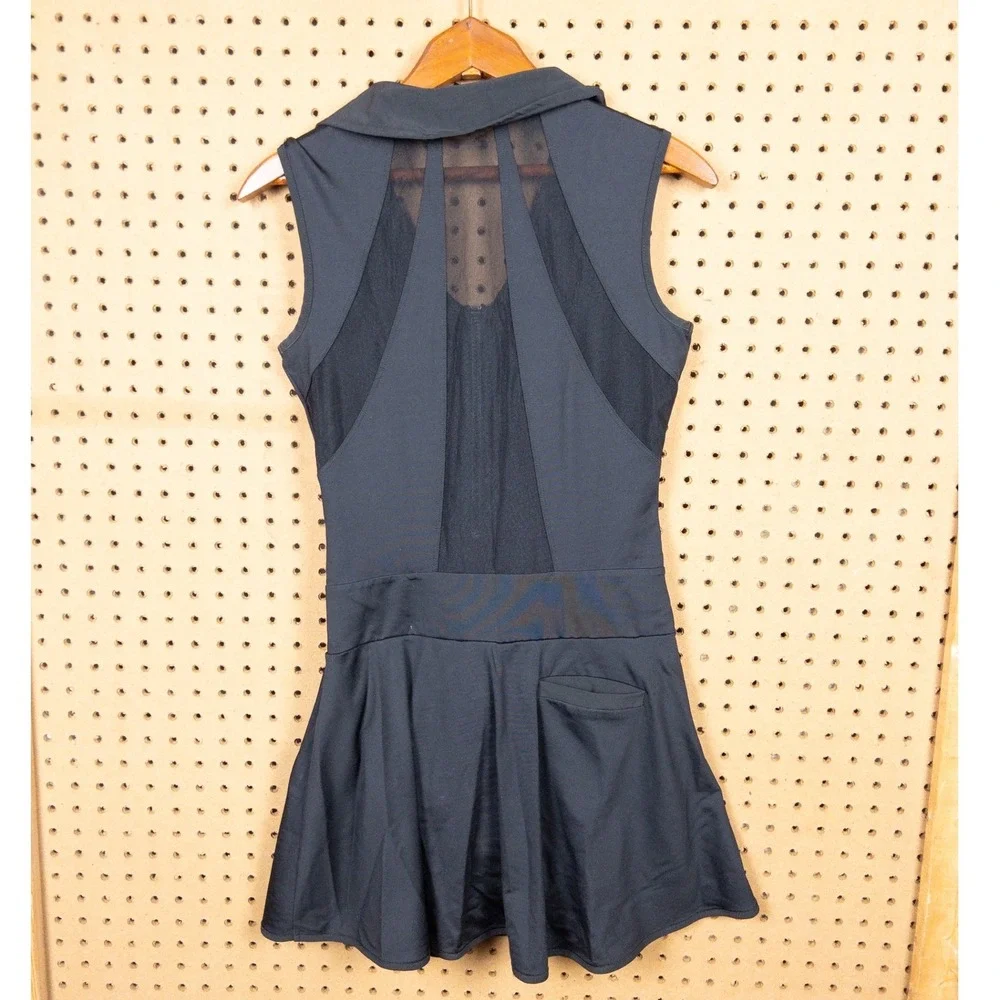 Olaya Sport Womens Black Tennis Dress Quarter Zip Mesh Back Size M Tall - Picture 4 of 6